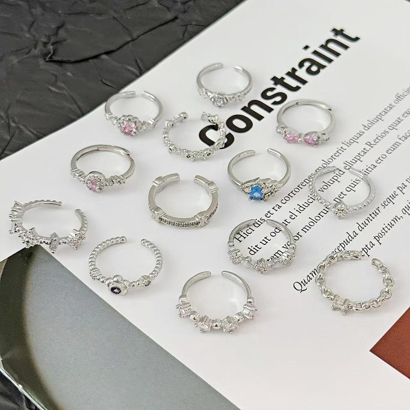 Geometric Light Luxury, High-End Sense, Thin Ring, Personalized Opening Ring, Simple Micro-Inlaid Flash Zircon, Super Fairy Ring, Female.