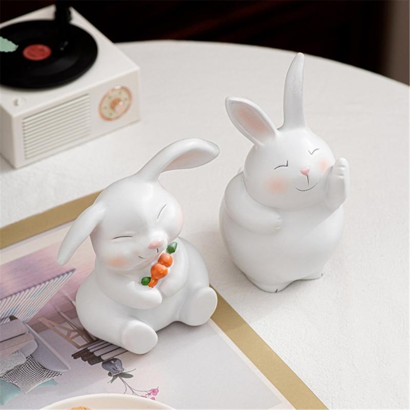 Easters Bunnies Ornament Resins Rabbit Hugging Carrot Figurine Sculpture Tabletop Decors for Holiday Decoration Lover