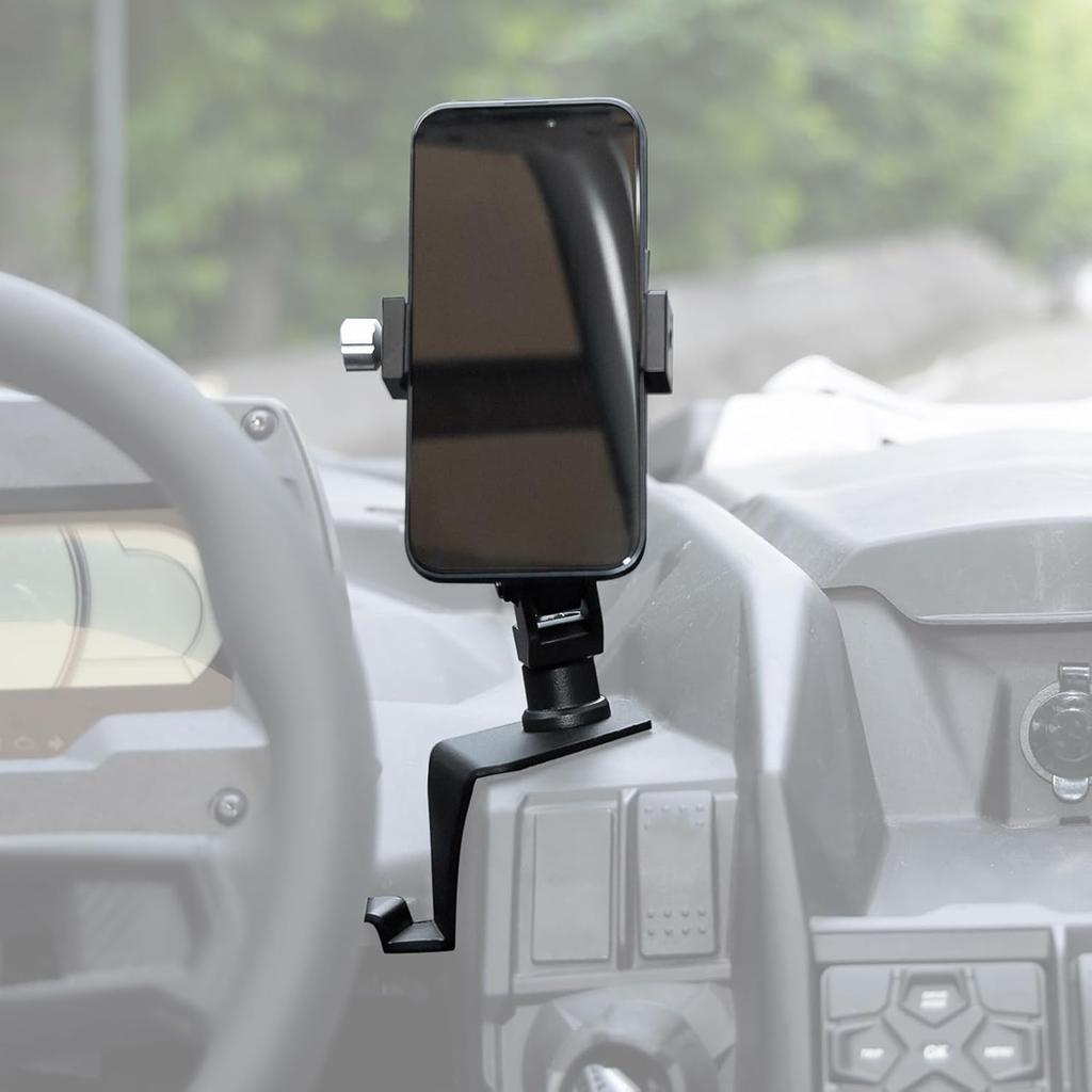 KEMIMOTO X3 Phone Mount, CNC Aluminum Dashboard 360° Adjustable Cell Phone Holder, Compatible With Can-Am Maverick X3 And MAX Models