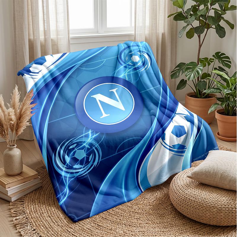 Coperta in Pile di Flanella Morbida Napoli FC Leggera Accogliente Calda Coperta da Lancio per Divano Letto Decorazione per la Casa