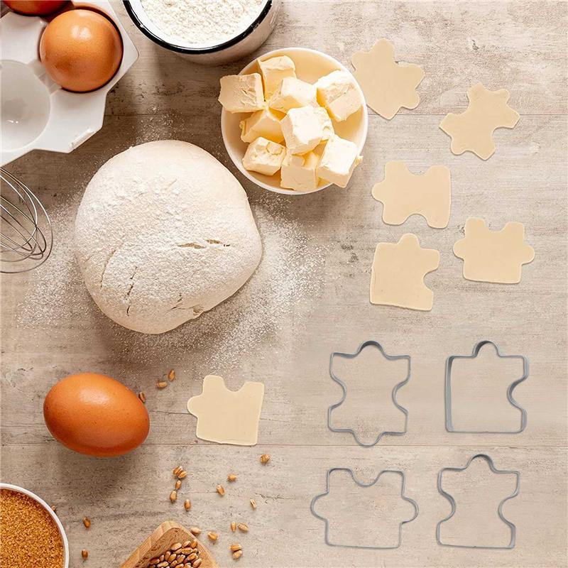 ABBY-Stainless Steel Fondant Biscuit Cookie Cutter Cake Pastry Cookie Cutter Puzzle Mold 4 Pcs