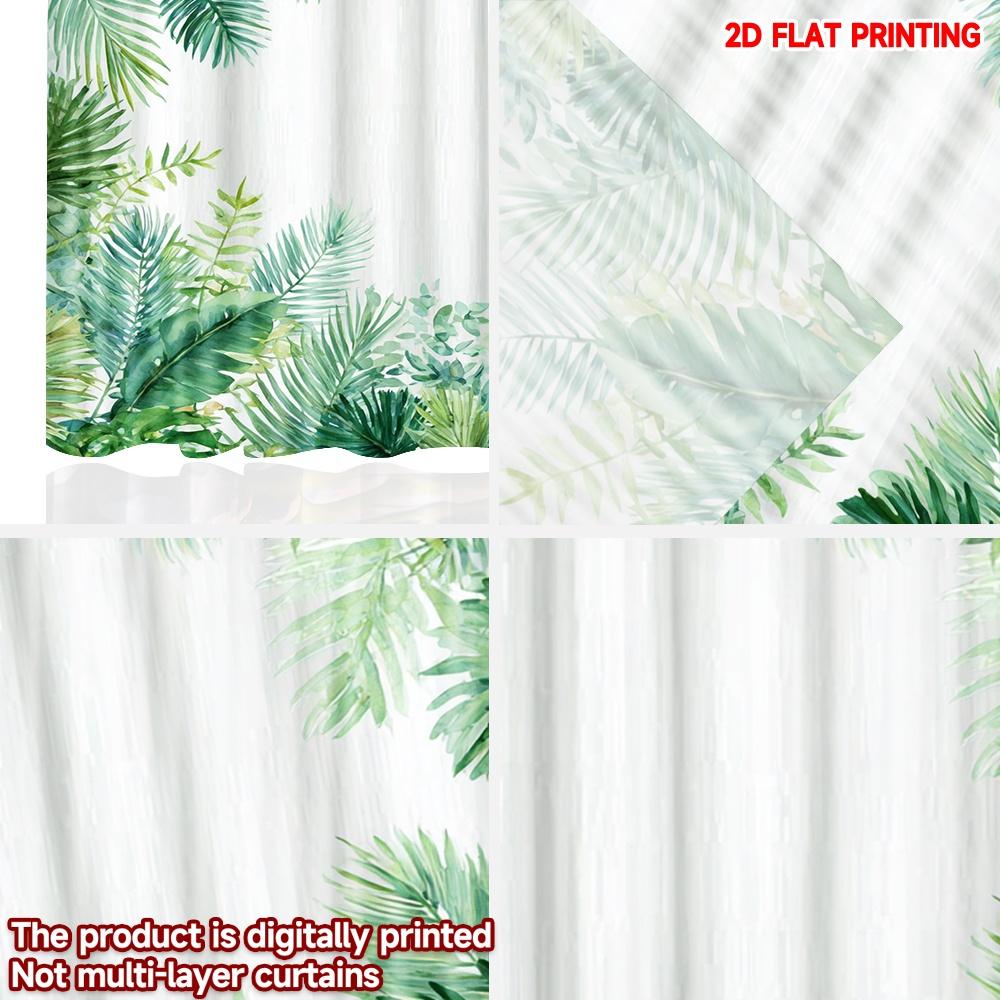 2D flat printing 2pcs Window Curtains Tropical Green Leaves Border Digital Printed Polyester Drapes Family Party Perfect for