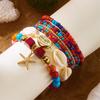 Bohemian Multilayer Shell Starfish Bracelets for Women Summer Beach Elastic Beaded Anklet Bracelet Set Vacation Jewelry Gift