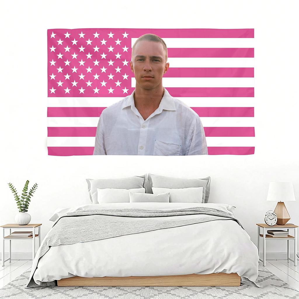 R-Rafe Cameron Outer Banks Pink American Flag Tapestry, Aesthetic Wall Hanging, Room Decor For Obx Fans