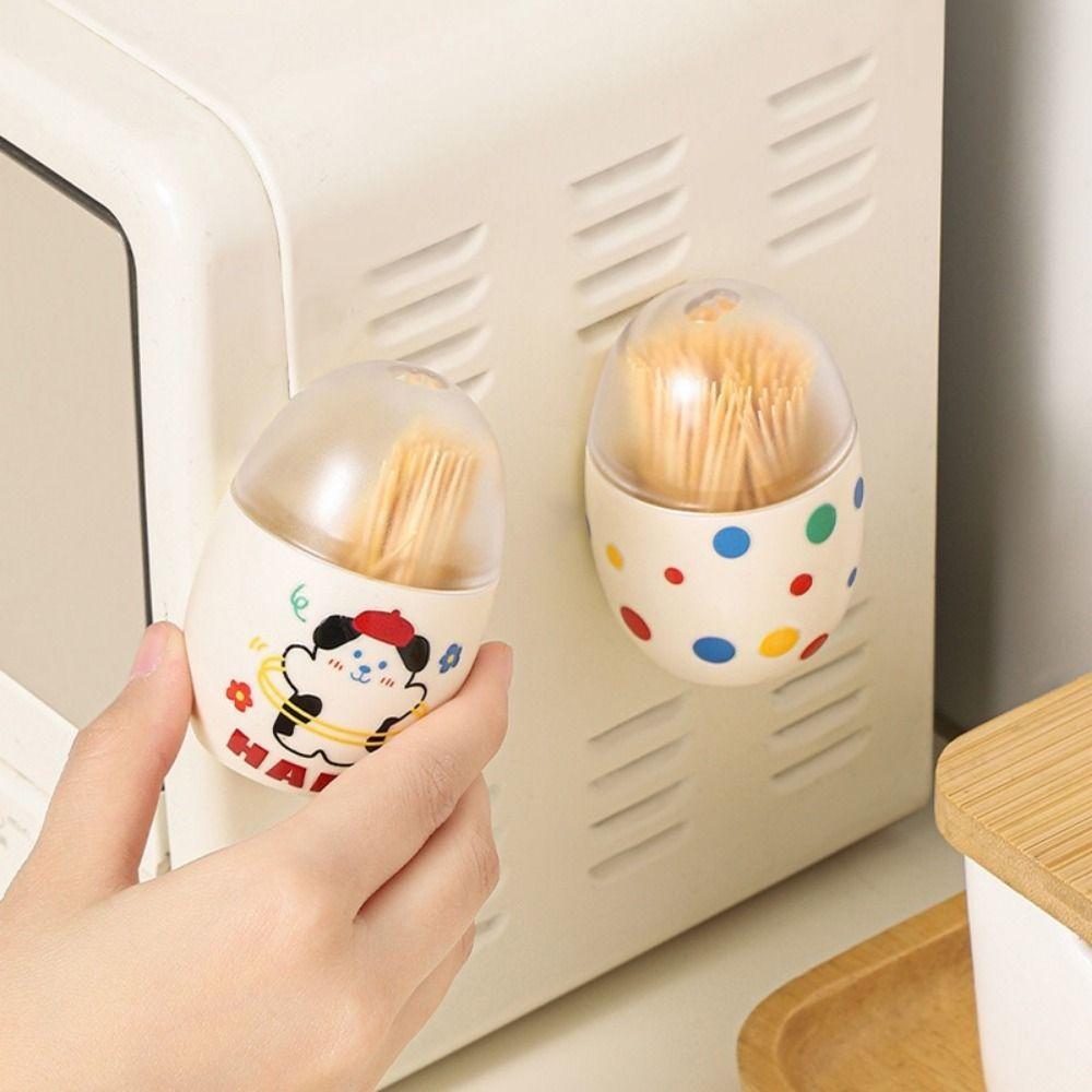 2 Stück Oval geformte Magnet-Zahnstocherbox Wandmontierter Zahnstocherspender Esstisch