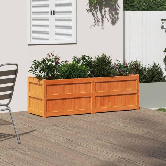 VidaXL Jardinière, Raised Bed, Flower Box, Plant Pot, Flower Box Garden Patio Terrace, Wax Brown Pine Wood 837486