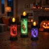 Electronic Candle Light, Fun Halloween Spooky LED Candle, 3-Color Flickering Realistic Flame Safe Battery Light for Party Decor Desktop Ornament