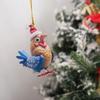 Flat Rooster Pendant Cartoon Cute Christmas Rooster 2D Acrylic Ornament Funny Christmas Chicken Rooster Ornament For Homes Cars