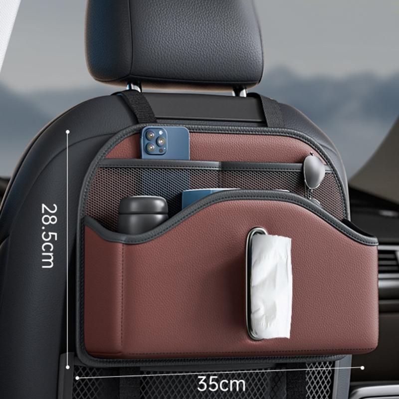 Car Tissue Holder Back Seats Organizers PU Leather Storage with Cup Holder Multifunction Car Back Seats Organizers for C