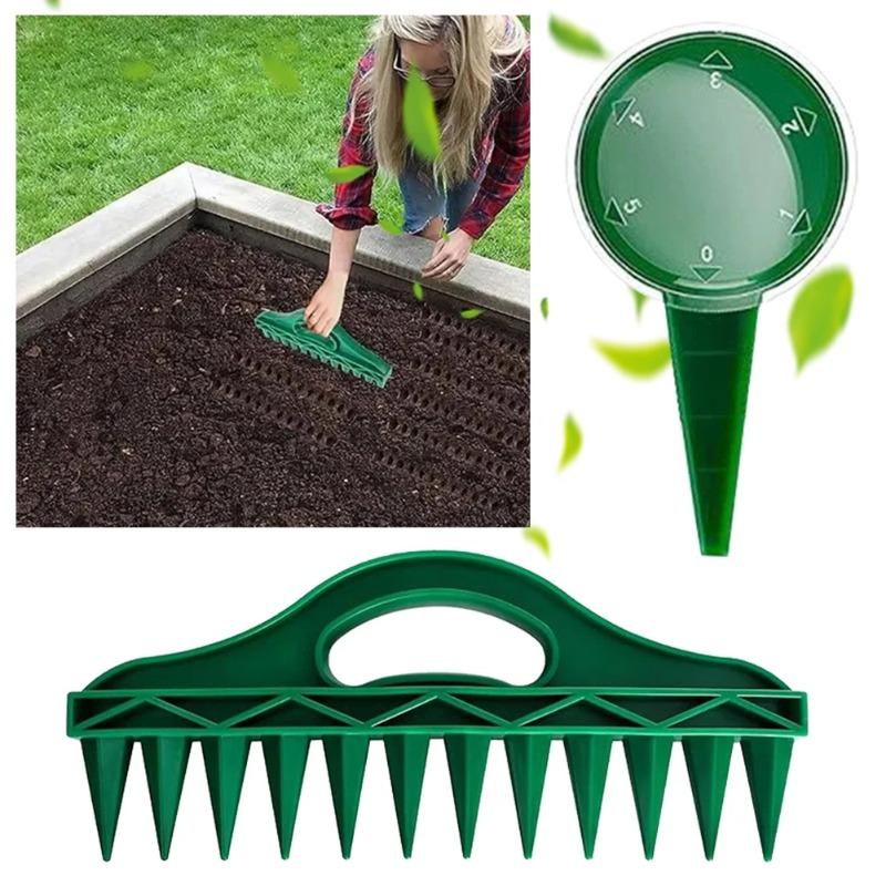 Hand Dibbler 12-Hole Fast Seeding Garden Seeder Tool Seed-in Soil Digger and Soil Spacer Planting Aids for Efficient Gardening