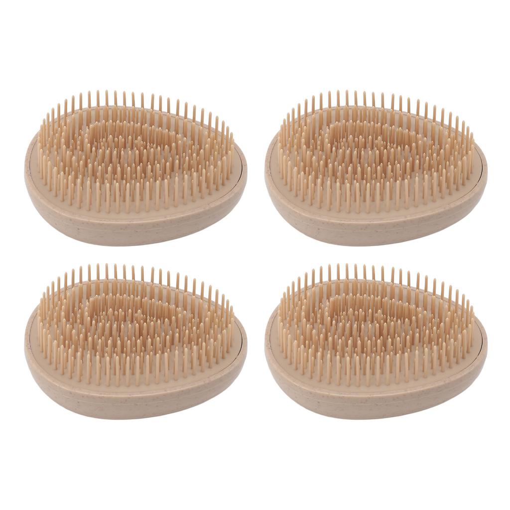 4Pcs Detangling Hairbrush Wheat Straw Soft Teeth Round Handle Dry Wet Scalp Massaging Hair Comb