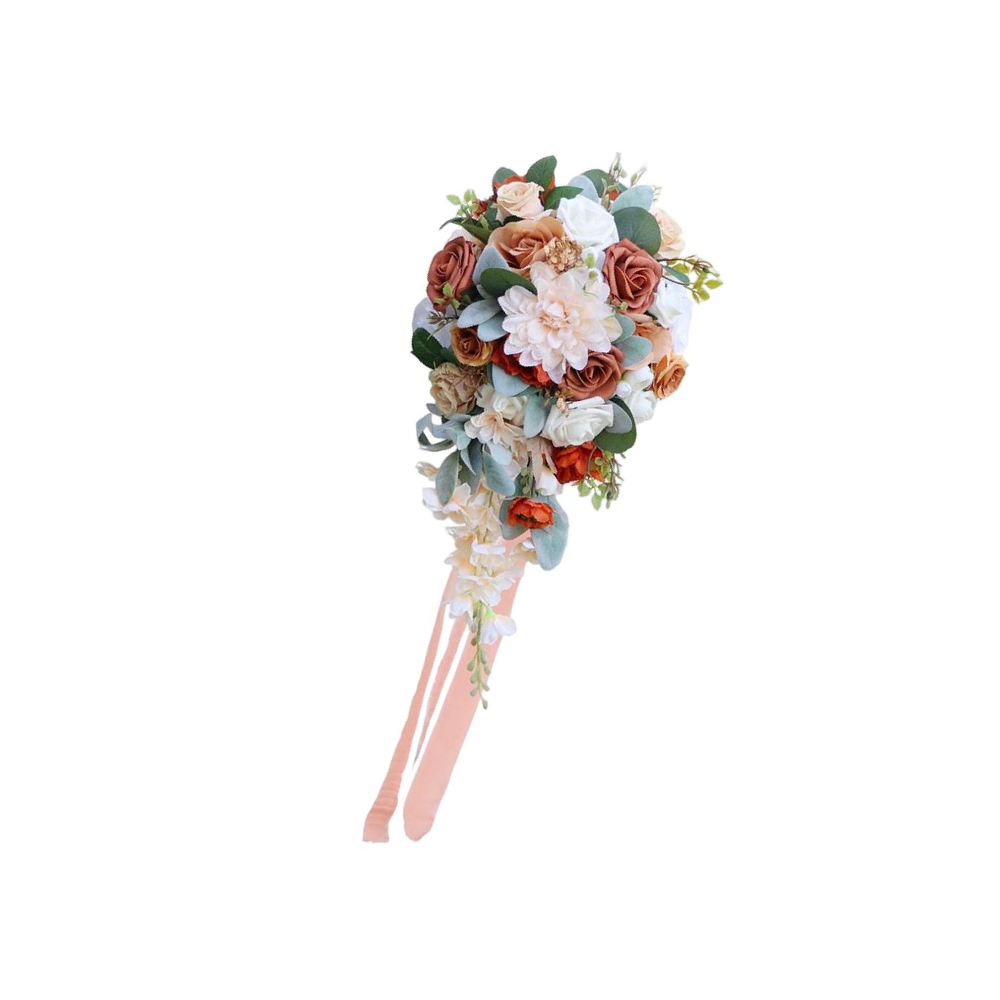 

Wedding Bride Bridal Waterfall Hand Bouquet Artificial Hand Rose Flower