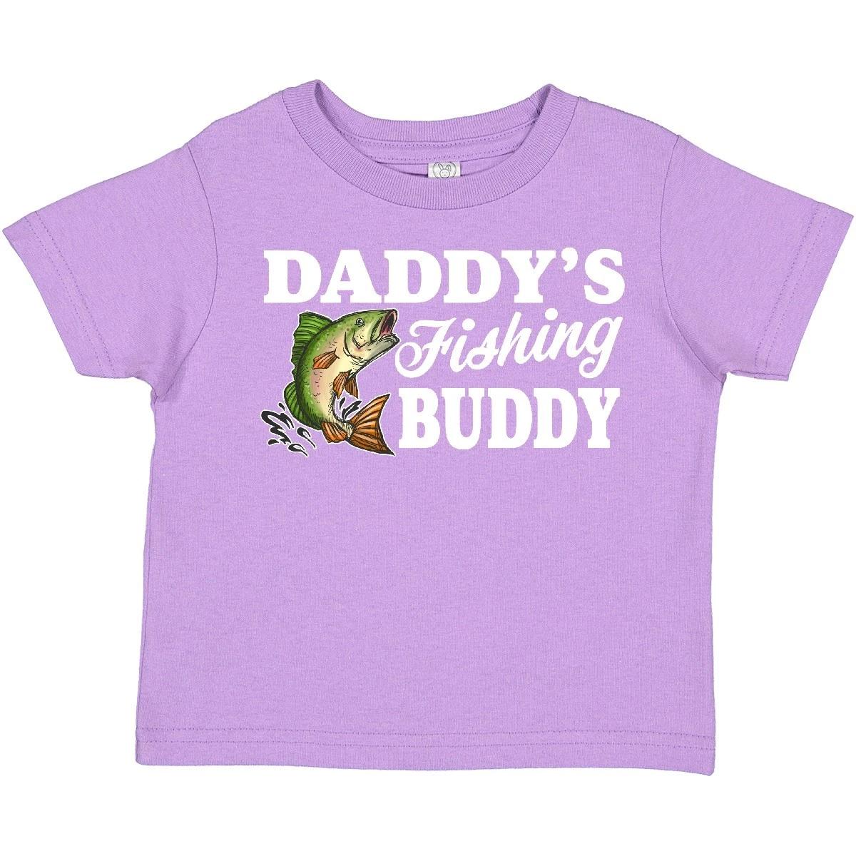 Inktastic Daddy s Fishing Buddy With White Text Toddler T-Shirt Kids Little Fish 100