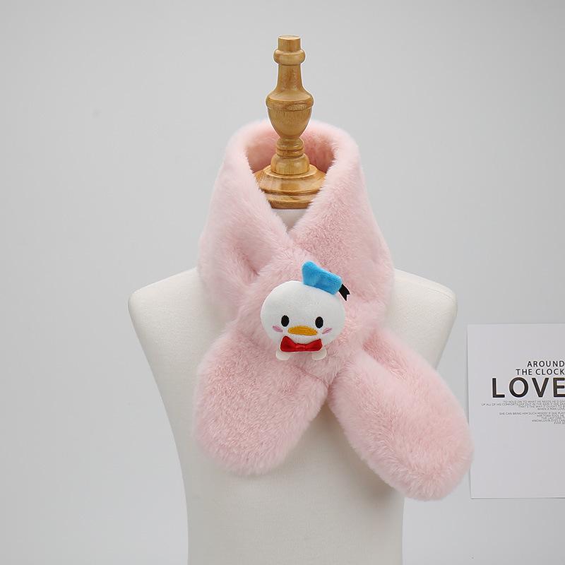 2025 Cartoon Cute Faux Rabbit Fur Children's Plush Scarf - Winter Thickened Neck Warmer for Boys and Girls.