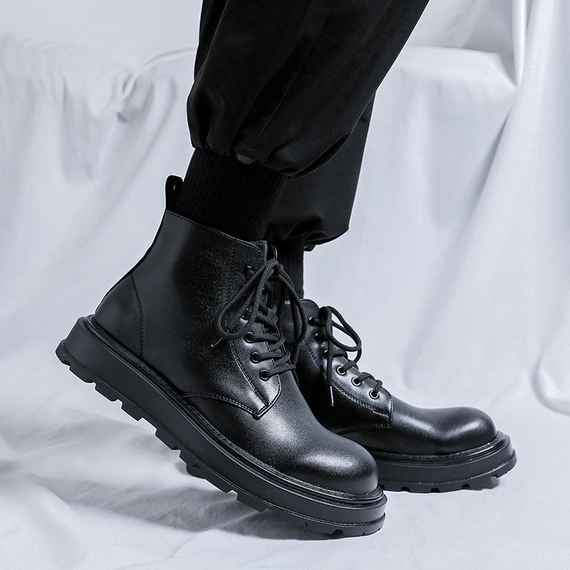 Martin boots men's British style new commuter versatile high-top leather shoes platform-soled medium-help tooling boots 22726-R