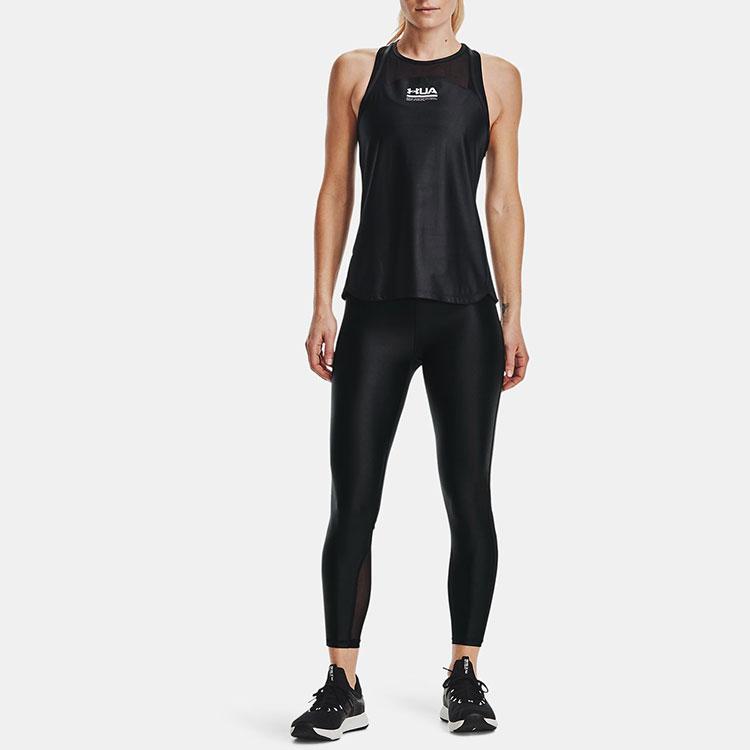 Under Armour Solid Color Printed Training Fitness Leggings Women Leggings Black 1361023-001