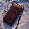 Retro Japanese Leather Zipper Wallet - Unisex Long Cowhide Clutch & Phone Bag