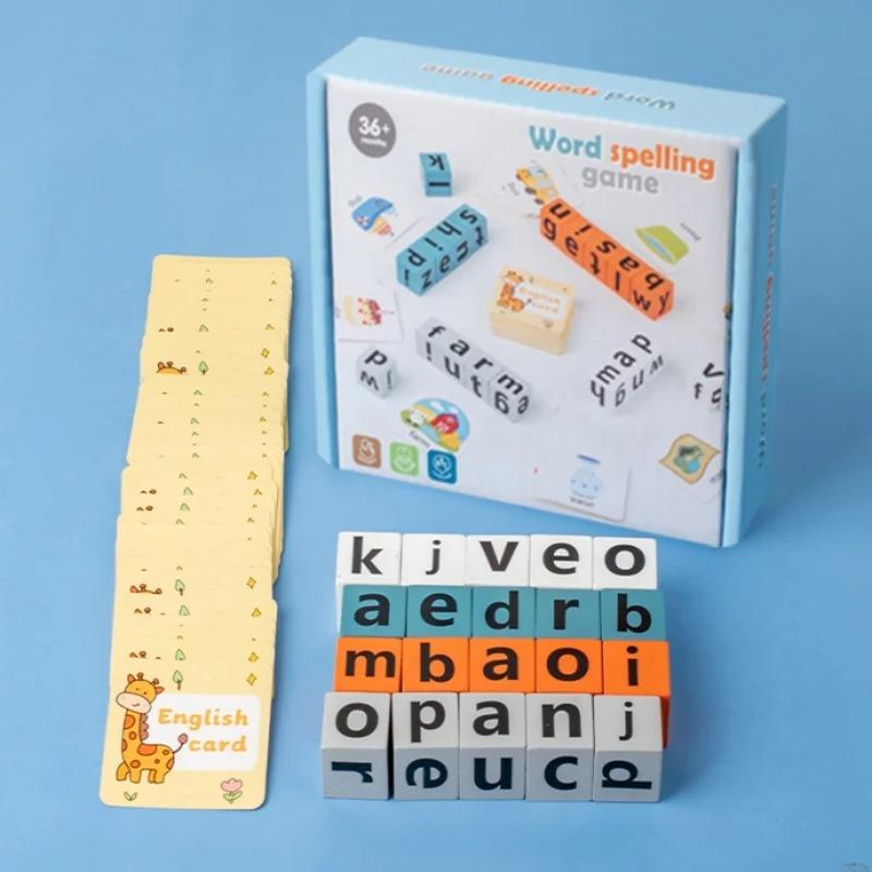 Wooden Spell Word Montessori Toy Letter Cognitive Challenge Memory Arithmetic Number Learning Educational Toy for Children