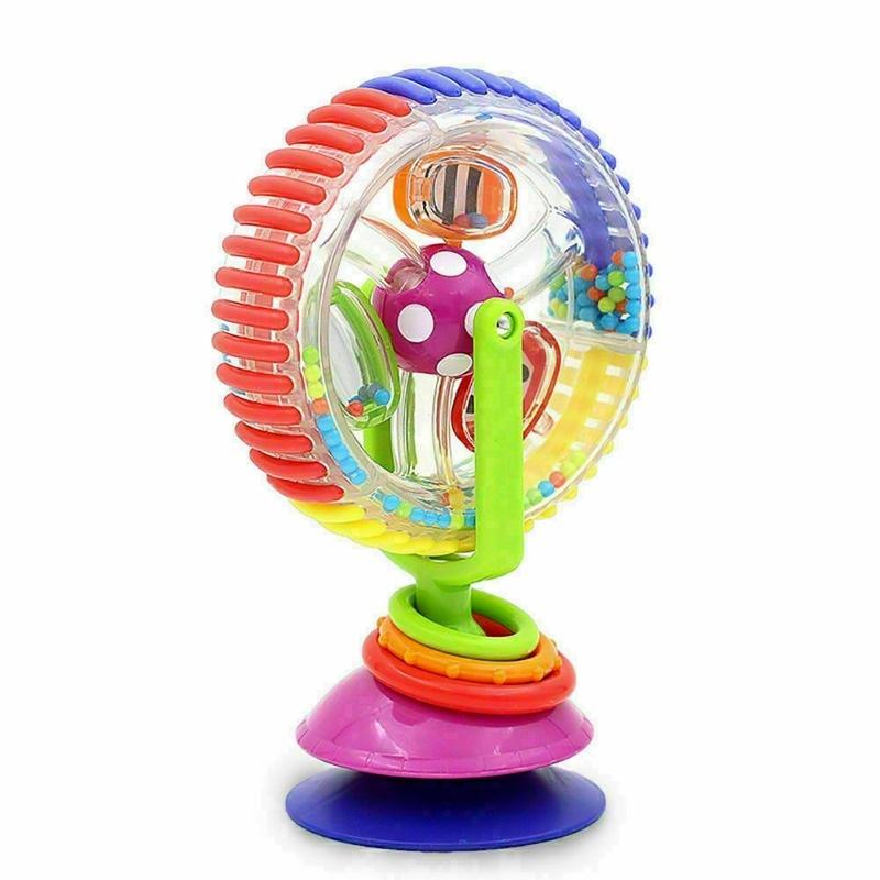 Rainbow Toddler Ferris Wheel Baby Toy Rattle Clanking Suction High Chair Toys
