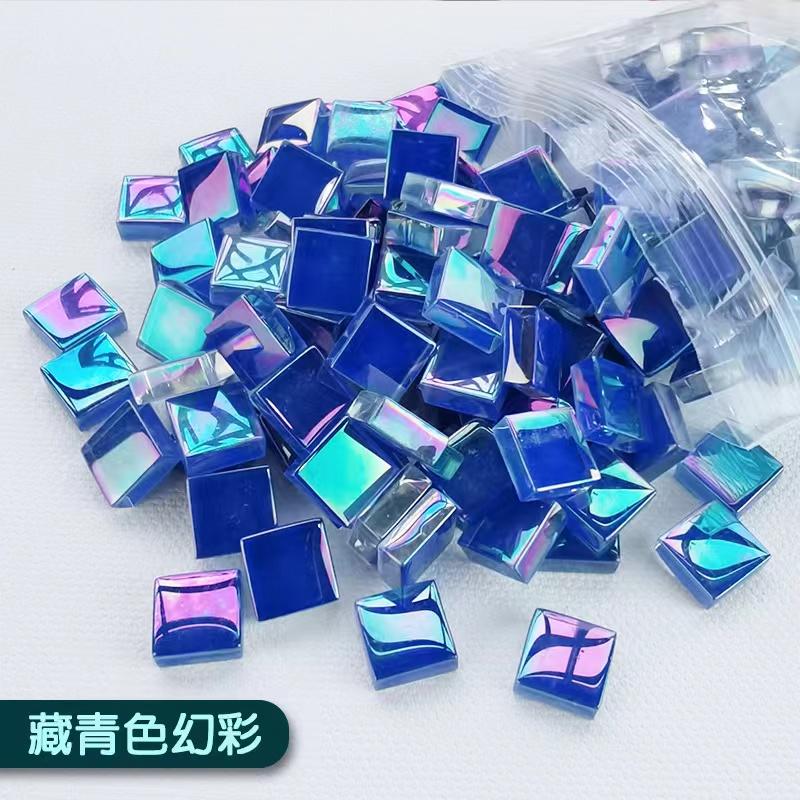 100g Mixed Mosaic Pieces Assorted Color Square Glitter Glass Mosaic Tiles for DIY Crafts Supplies Blue Purple Green Arte