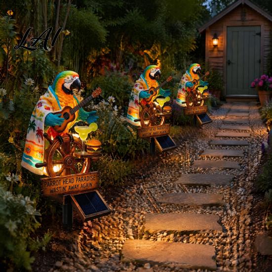 Lumière Animale Étanche Solaire Perroquet Lampe Piquet de Jardin avec Sculpture Automatique Marche/Arrêt Décoration Oiseau pour Patio Extérieur Chemin Paysage
