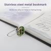 Green Prairie Donkey Stainless Steel Metal Bookmark Long Bar Page Marker with Round Ornament Read...