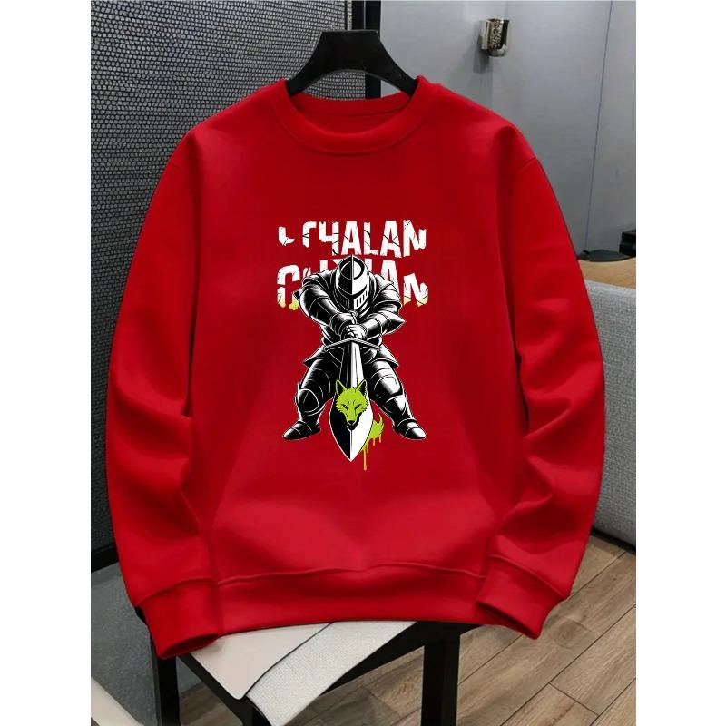 Cute Boy's Christmas Themed Horse Pattern Crewneck Sweatshirt, Warm Winter Children's Top, Fashionable Design for Holiday Wear