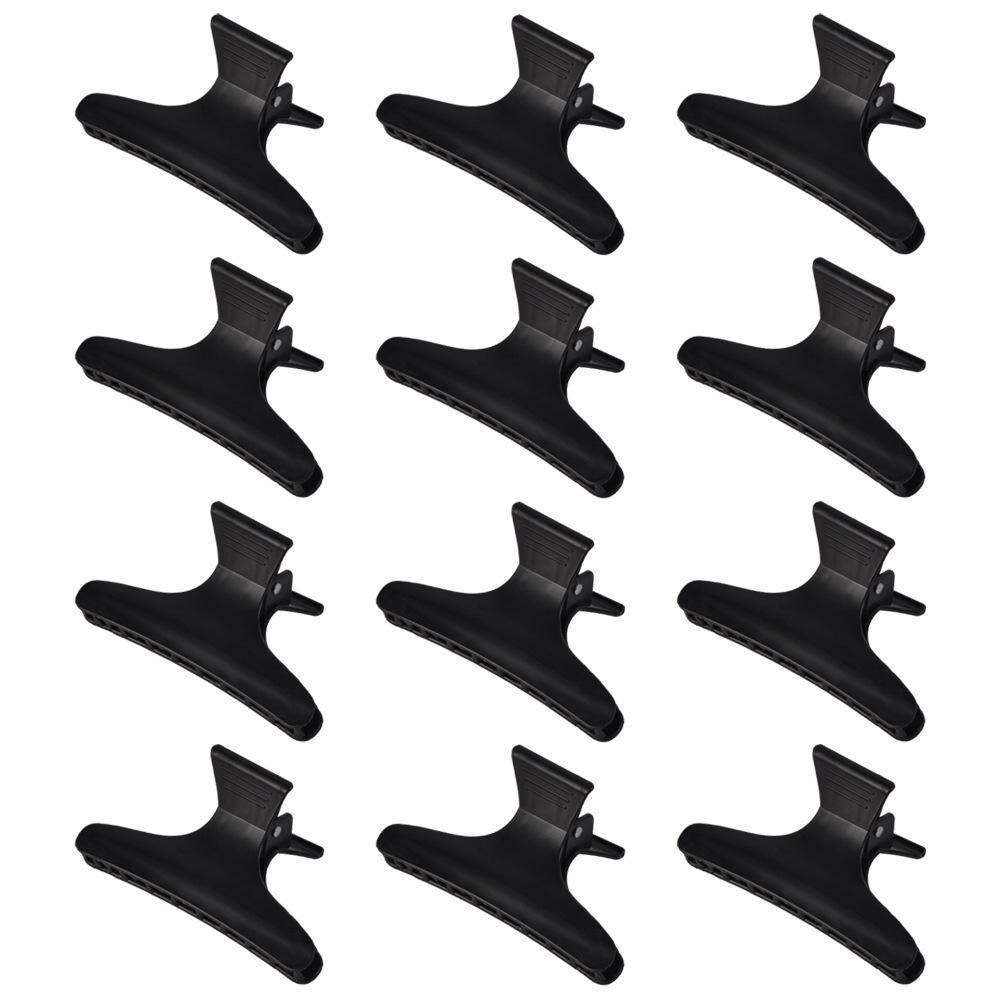

12pcs Black Butterfly Hair Clips For Styling Sectioning Clamps Claws Hair Clips For Cutting, Styling, Sectioning, Coloring Hair Styling Clips чёрный