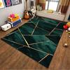 Tappeto Geometrico Verde Moderno con Linee Dorate per Arredo Soggiorno Adatto all'uso come antiscivolo per divani di soggiorno e camera da letto