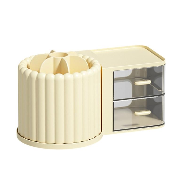 Large Capacity Rotating Pen Holder Desktop Drawer Makeup Organizer Stationery Box Case School Office Desk Storage Shelf