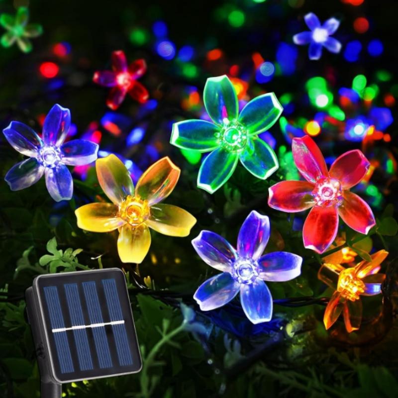 6.5M 30LED Solar String Sakura Lights LED Outdoor Waterproof Festival Garden Decorative Lights Christmas Tree Decorative Lights