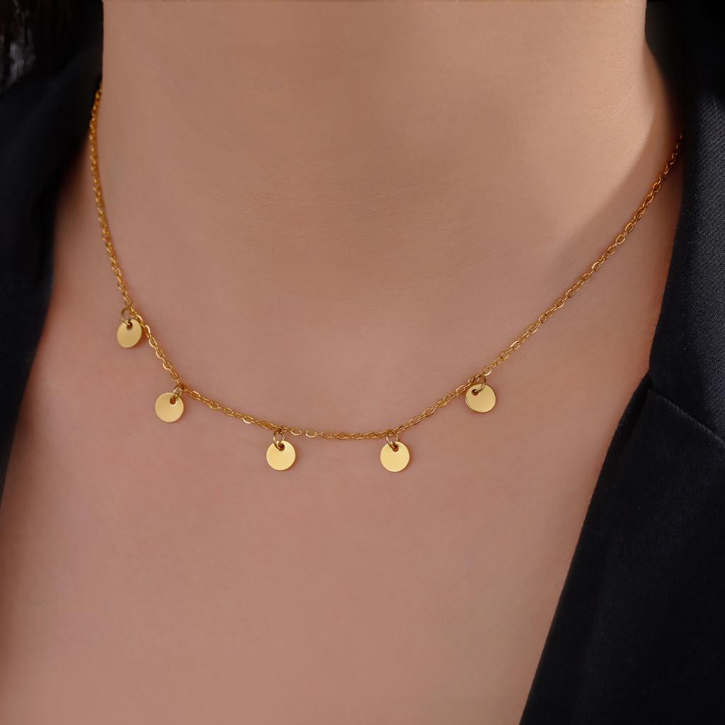 Korean Round Circle Pendants Choker Necklace Women Minimalist Neck Chains Geometric Trendy Jewelry Birthday Gift