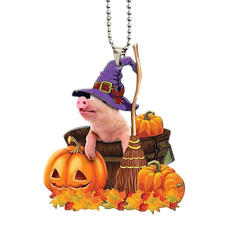 Halloween Pumpkin Cat And Dog Car Hanging Decoration For Home Acrylic Material Cartoon Style In 10 Colors) Perfect For Cross-border Export