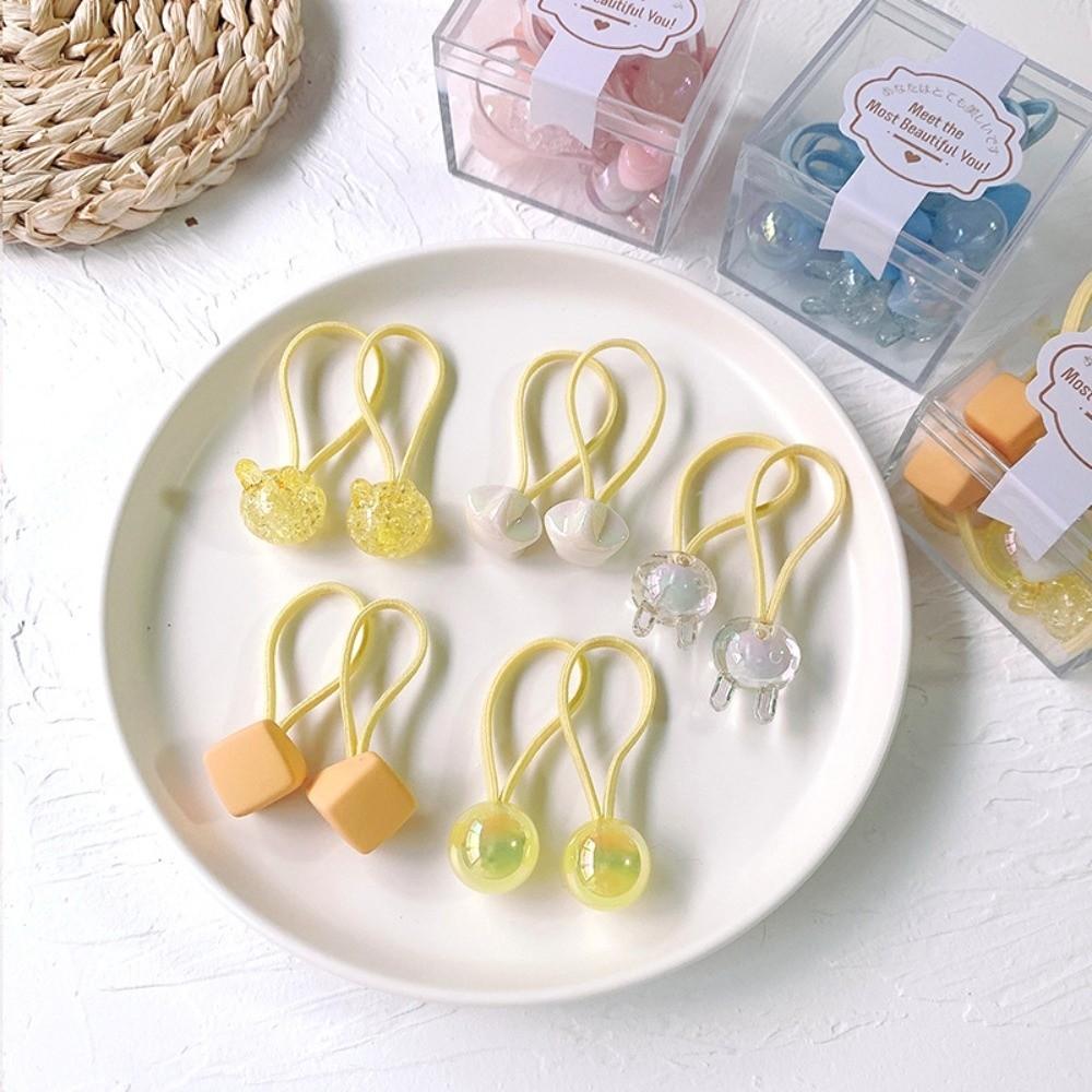 

10pcs Cute Hair Rope Candy Color Hair Bands New Rubber Bands Headwear жовтий
