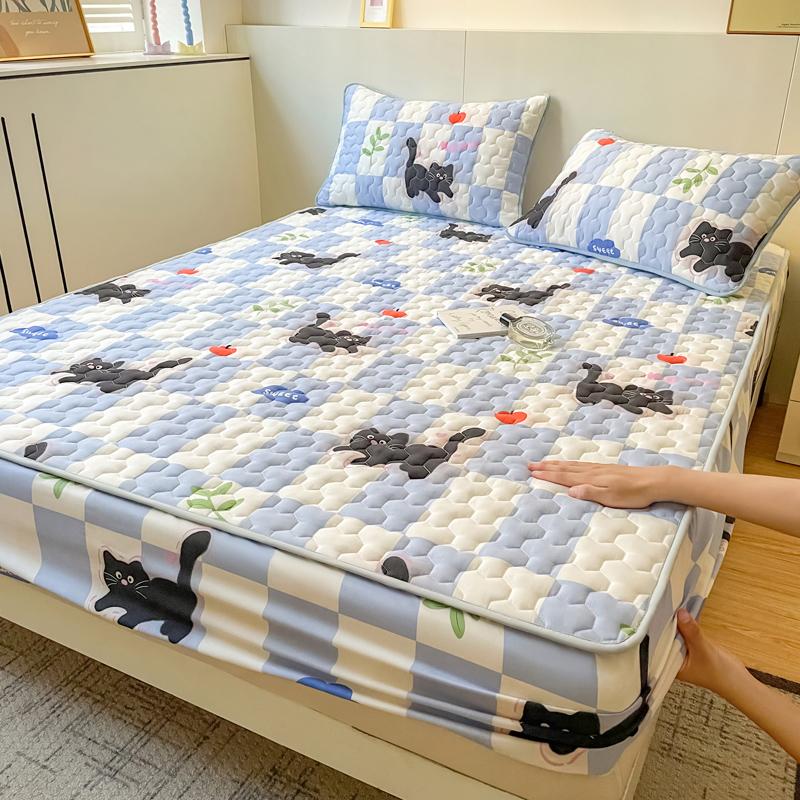 Quilted Mattress Cover Simple Print Bed Cover Thickened Fitted Sheet Home Elastic Bed Linen fundas de colchón (No Pillowcase)