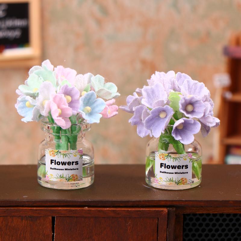 [JN] 1/12 Dollhouse Flower Miniature Flower Vase Model Doll Home Potted Plants Decor Toy Micro Landscape Plant