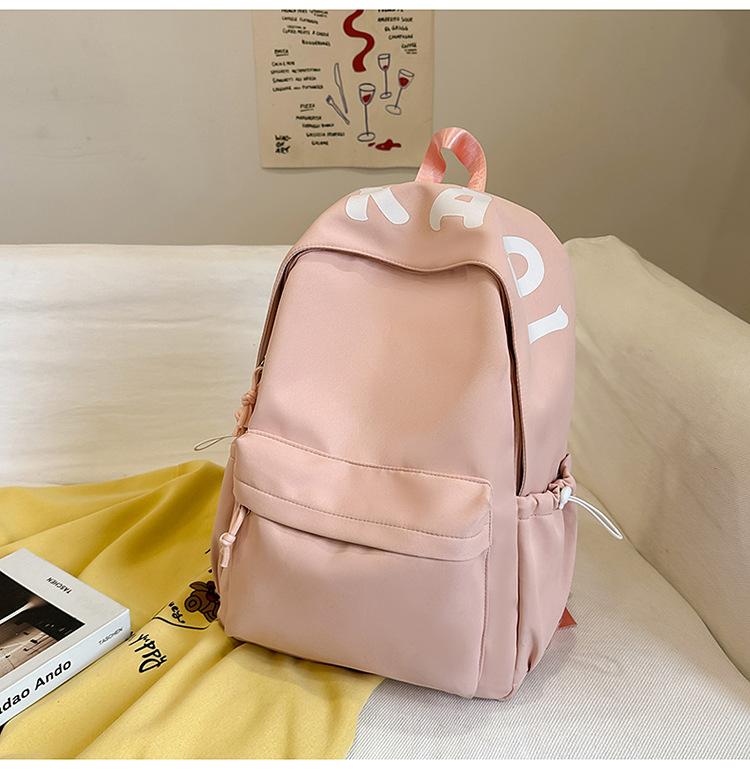 School bag Mori casual simple versatile college student school bag fresh and sweet solid color with letters light large capacity backpack