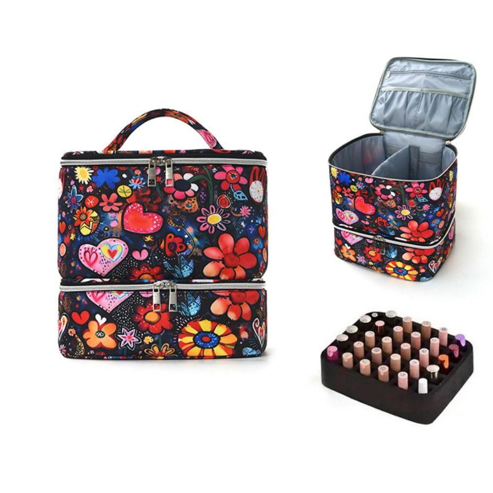 Large Capacity Nail Polish Organizer Bag Double Layer Nail Care Kit Bag  Nail Care Tool