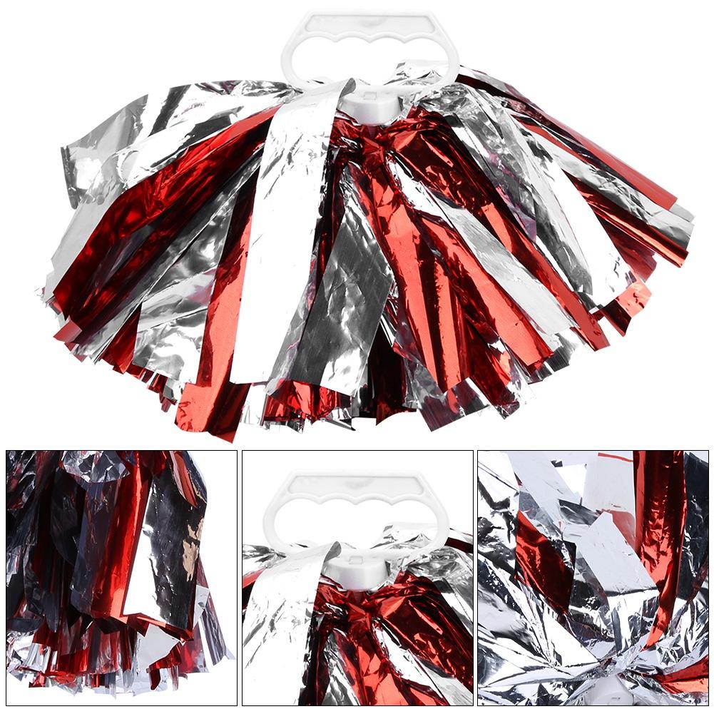Cheer ering Pom Poms Pompoms for Dance Party School Sports Competition (Silver+Green)