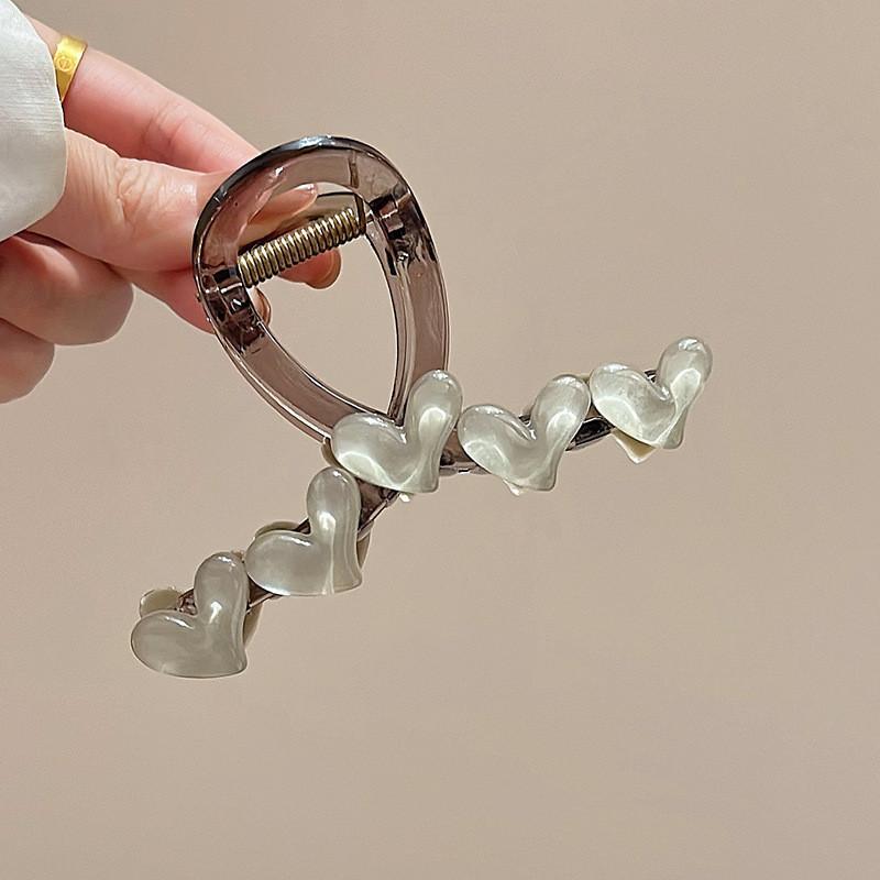 Large Acrylic Heart Hair Clip Girl Korean Style Simple Fashion Shark Clip Hair Accessories