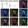 1PC Creative Cartoon Cat 3D Night Light USB Powered Touch Seven Color Environment Light Decorative Light Gift Light