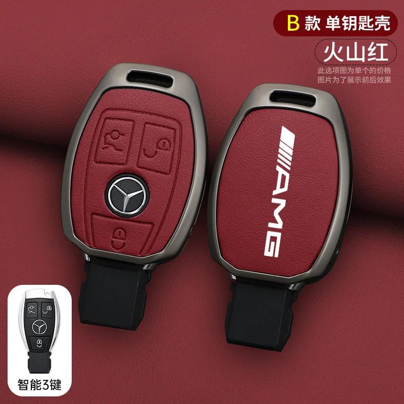XUY2   Leather Car Smart Key Case Cover Shell for Mercedes Benz AMG A B C E GL S GLA GLK CLS Class W204 W205 W212 W463 W176 Accessories