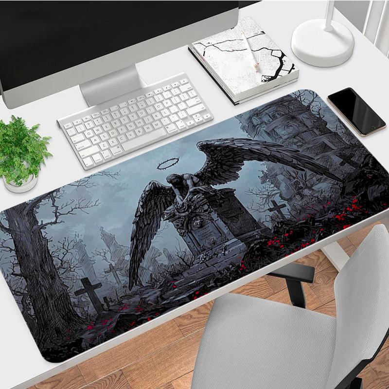 Angel Grave Xl Gaming Mouse Pad Nonslip Rubber Base Stitched Edge Waterproof Desk Mat For Pc Laptop Gamer Office Computer Accessories C929479