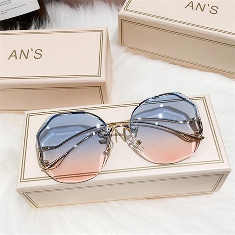 2021 Fashion Gradient Women Ocean Water Cut Trimmed Lens Sun Glasses Femaleuv400