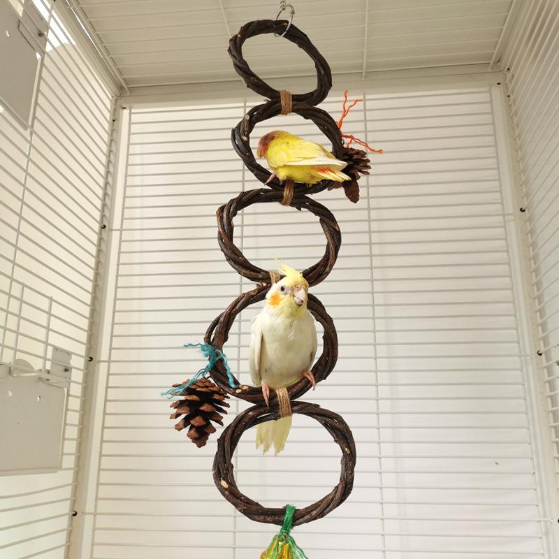 Parrot Rings, Bird Apple Branches, Hand-woven Rings, Bird Swing Toys, Pet Parrot Cage Gnawing Supplies