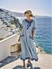 Temperament Bow Pocket Short Sleeve Loose Maxi Dress