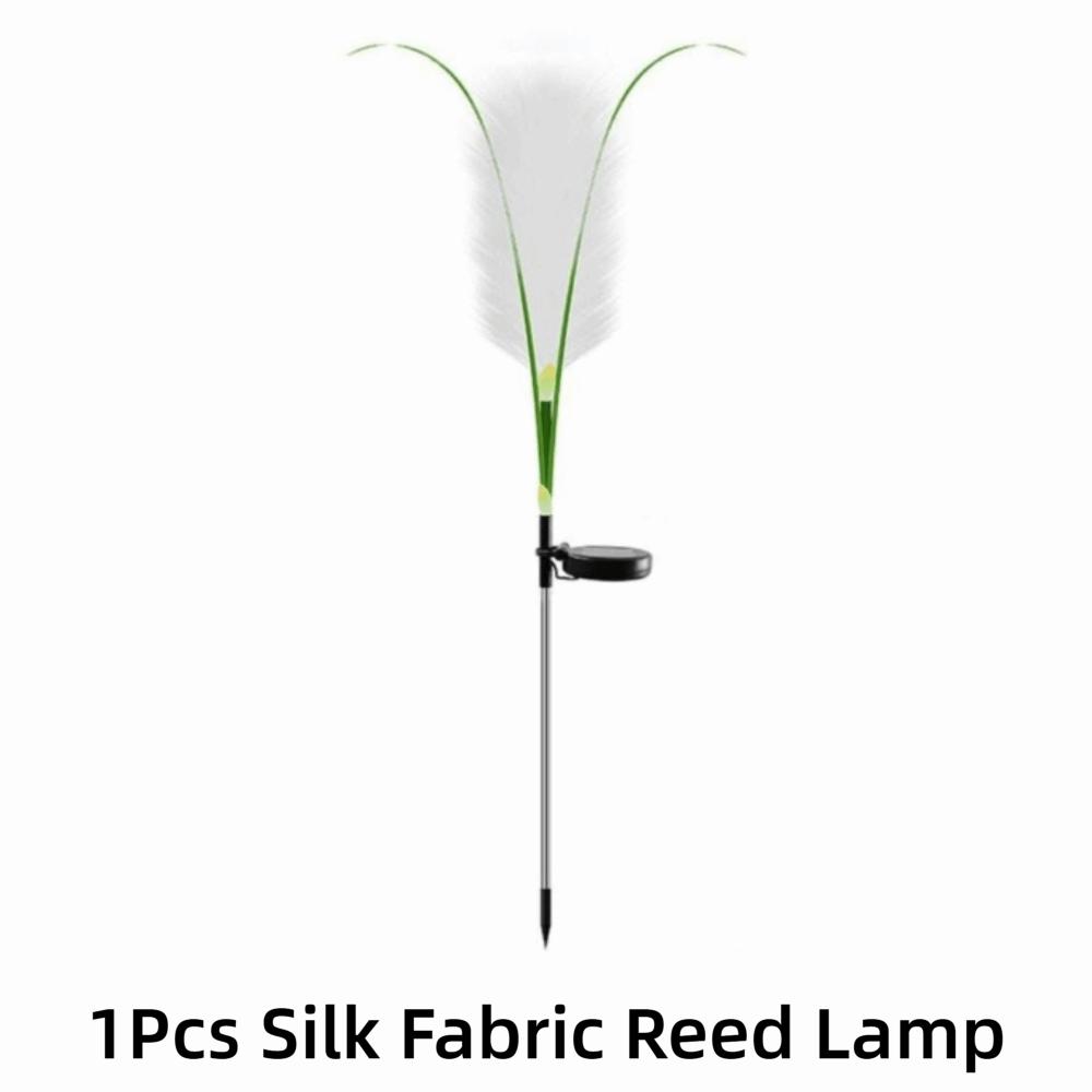 LED Solar Garden Reed Lamp Bulrush Flower Simulation Outdoor Waterproof Lawn Light Luminous Optical Fiber Path Lighting Decor
