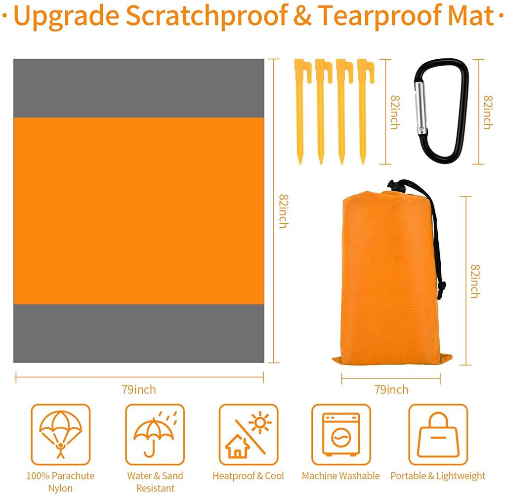 200×210 Waterproof Pocket Beach Blanket Folding Camping Mat Mattress Portable Lightweight Mat Outdoor Picnic Mat Sand Beach Mat