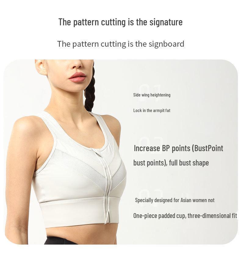 Women's Front Zipper High-Impact Sports Bra with Beautiful Back Design