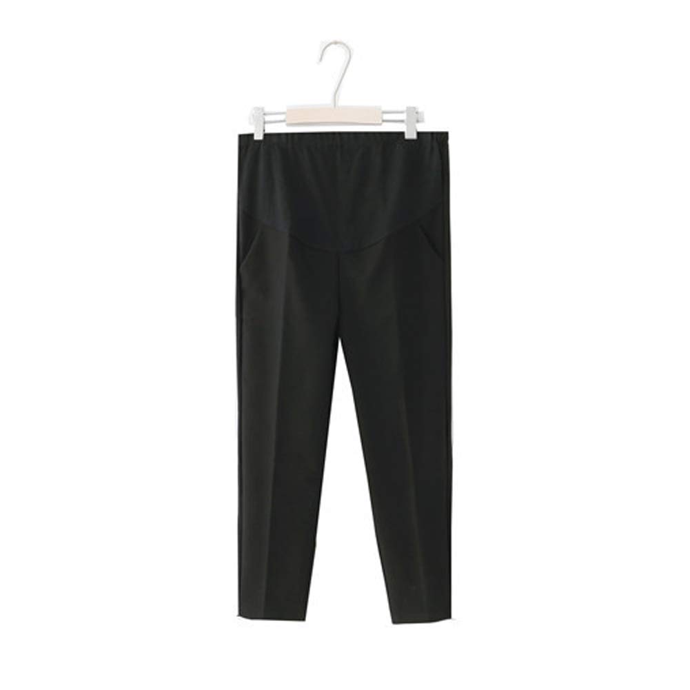 Ymgot Maternity Cropped for and and Commuting Pants, Length, Adjustable, Slacks, Office, Pre- Post-natal Use, (Size L)